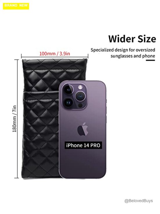 Large Double Eyeglasses Case Squeeze Top Soft Pouch with Microfiber Cloth main image 4